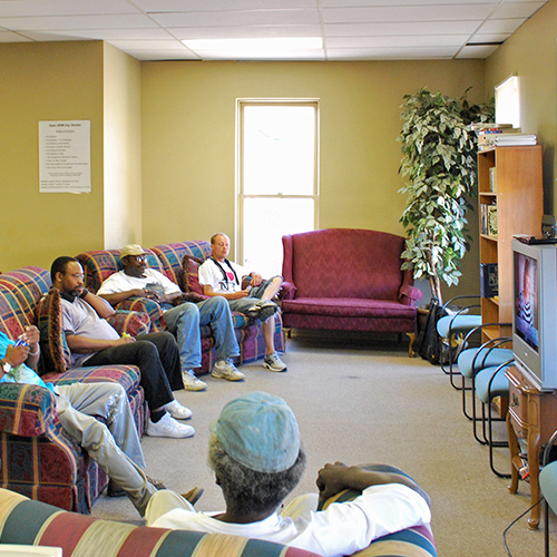 Day Center Guests Watching TV